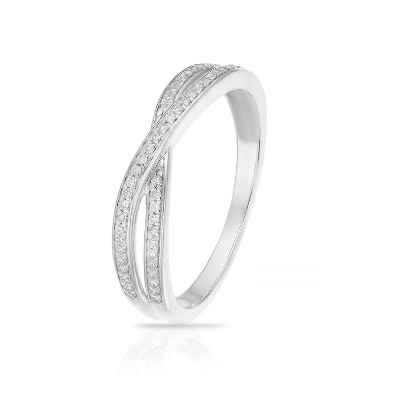 9ct White Gold 0.12ct Crossover Half Eternity Ring