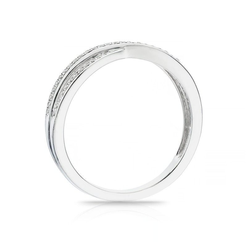 9ct White Gold 0.12ct Crossover Half Eternity Ring