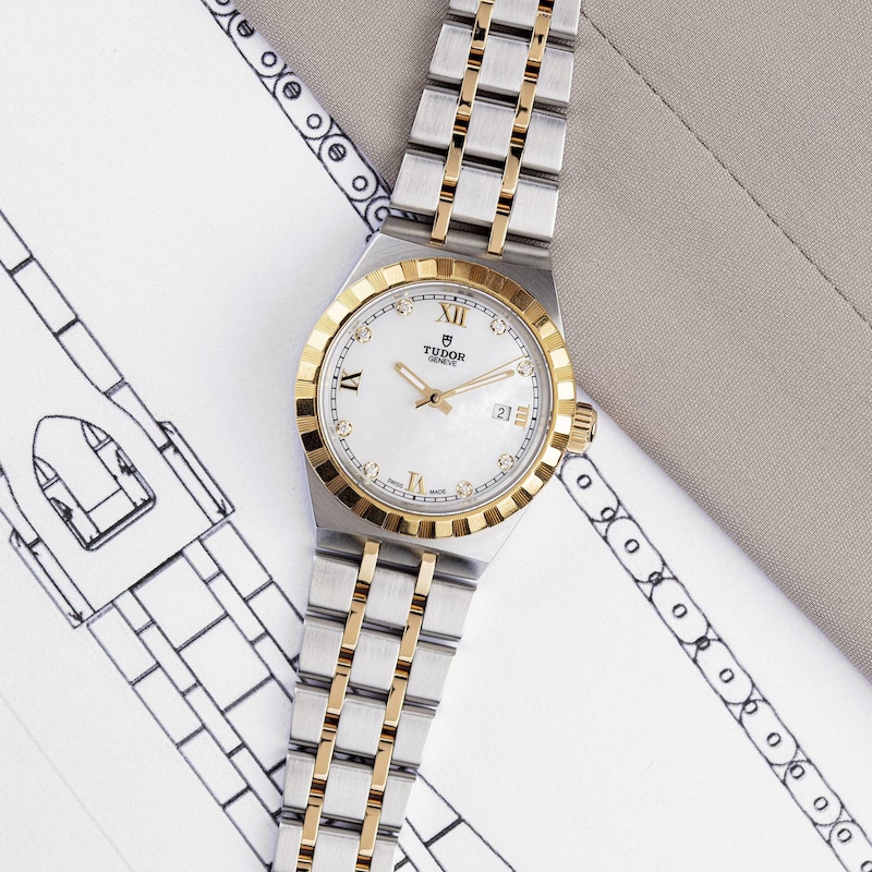 Tudor Royal 28mm Diamond Stainless Steel & 18ct Gold Watch