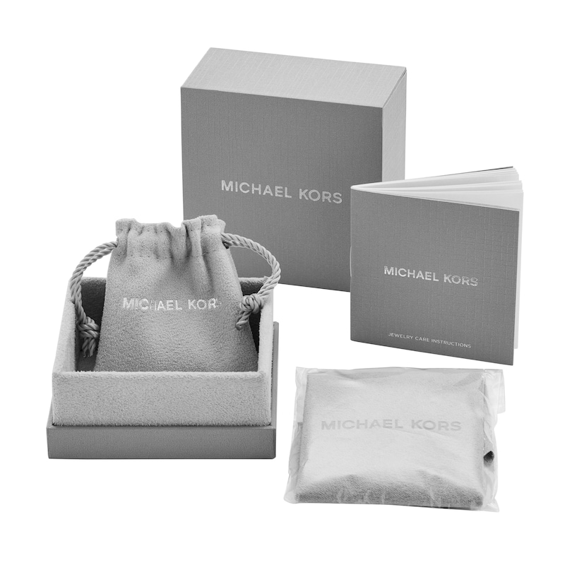 Michael Kors Love Sterling Silver 7 Inch Cubic Zirconia Heart Bracelet
