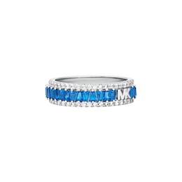 Michael Kors Brilliance Silver Blue CZ Ring (Size L)