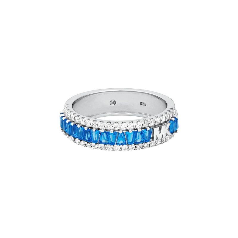 Michael Kors Brilliance Silver Blue CZ Ring (Size M)