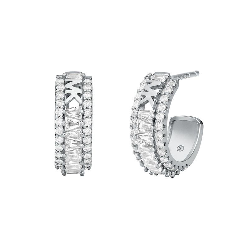 Michael Kors Brilliance Silver Cubic Zirconia Hoop Earrings