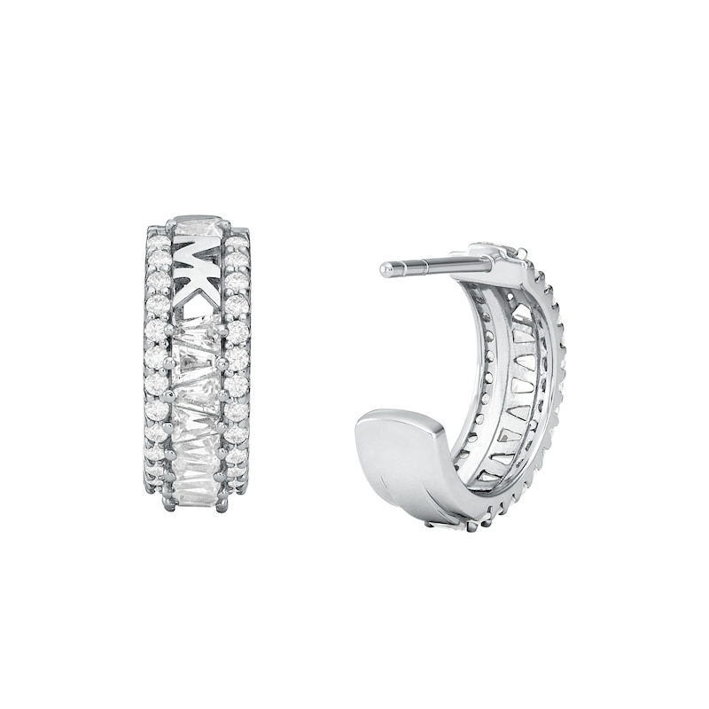 Michael Kors Brilliance Silver Cubic Zirconia Hoop Earrings