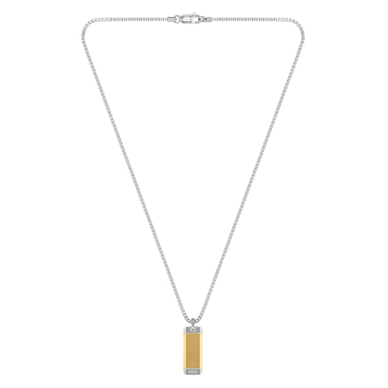 BOSS Bennett Mens Two Tone Pendant Necklace