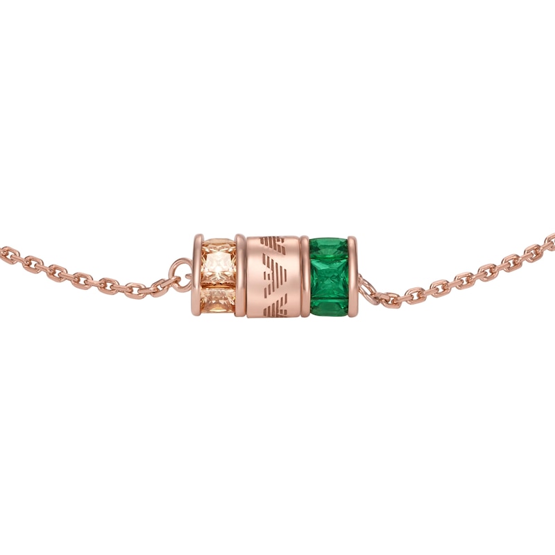 Main Image 2 of Emporio Armani Rose Gold Plated Green Gem & CZ Bracelet