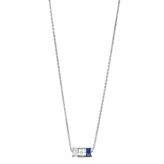Emporio Armani Silver Blue Gem and Cubic Zirconia Necklace