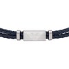 Thumbnail Image 1 of Emporio Armani Men's Black Leather 7 Inch Woven ID Bracelet