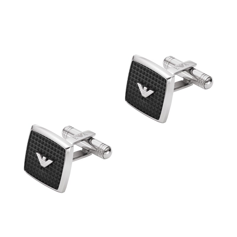 Emporio Armani Men's Stainless Steel Logo Cuff Links