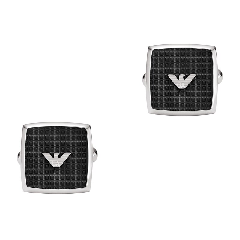 Emporio Armani Men's Stainless Steel Logo Cuff Links