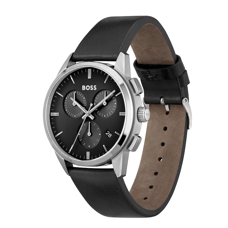 Main Image 2 of BOSS Dapper 43mm Men's Black Dial & Leather Strap Watch