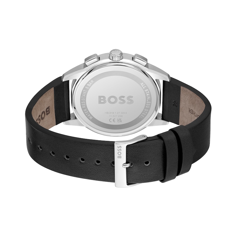BOSS Dapper 43mm Men's Black Dial & Leather Strap Watch