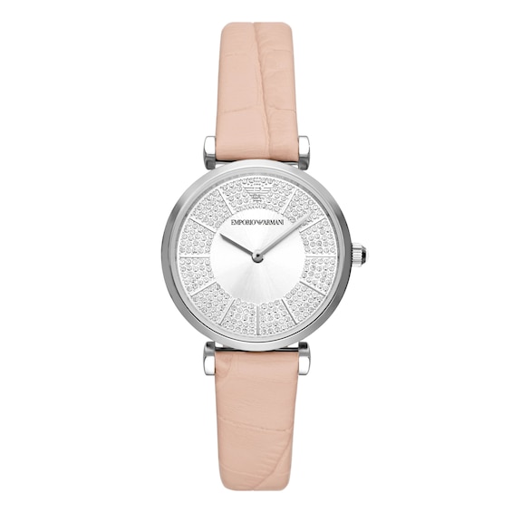 Emporio Armani Ladies’ Pink Leather Strap Watch