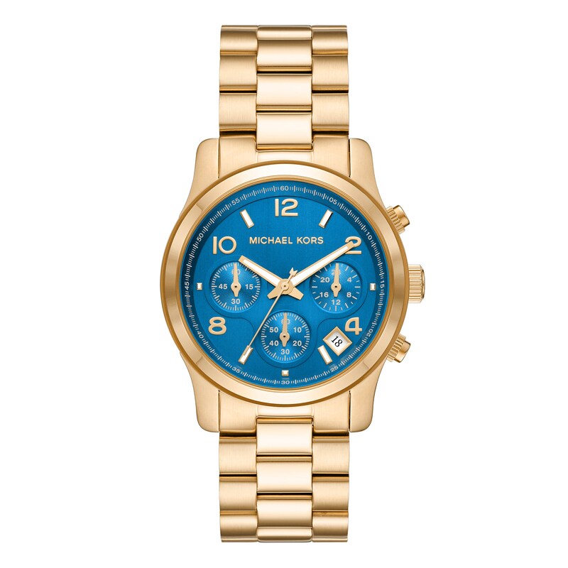 Michael Kors Runway Ladies' Blue Dial & Gold-Tone Bracelet Watch