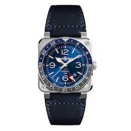 Bell & Ross BR 03-93 GMT Blue Leather Strap Watch