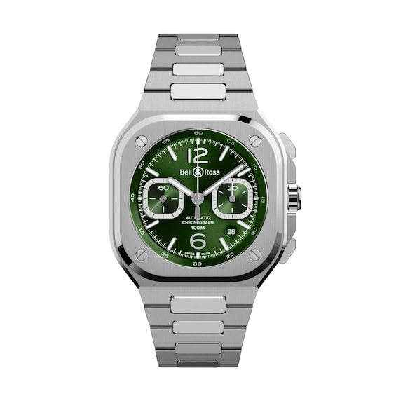 Bell & Ross BR 05 Men’s Chrono Green Dial & Stainless Steel Bracelet Watch
