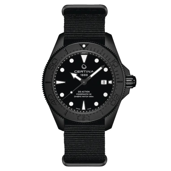 Men's Certina Ds Action Black Dial & Fabric Strap Watch
