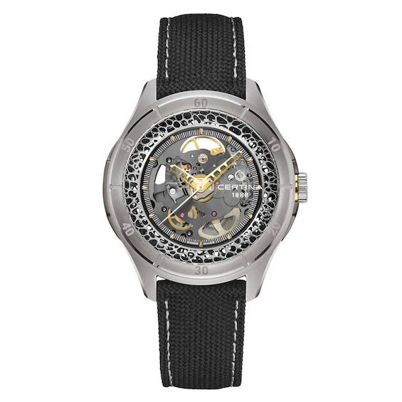 Certina DS Skeleton Mens Grey Leather Strap Limited Edition 