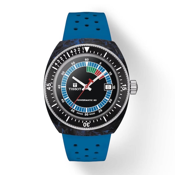 Tissot Sideral S Powermatic Men’s Black Dial & Blue Rubber Strap Watch