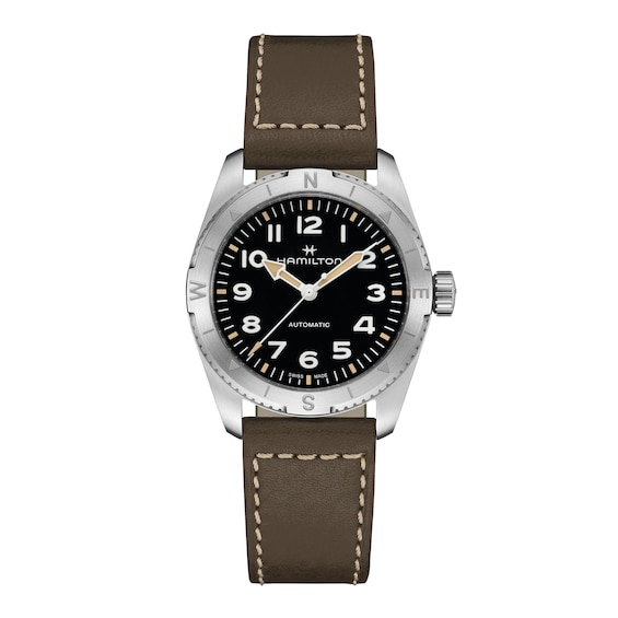 Hamilton Khaki Field Expedition 37mm Black Dial & Green Calfskin Leather Strap Watch