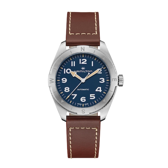 Hamilton Khaki Field Expedition Blue Dial & Brown Calfskin Leather Strap Watch