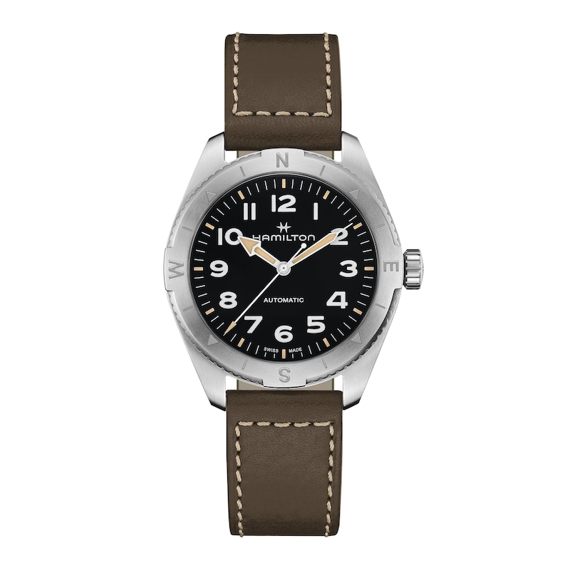 Hamilton Khaki Field Expedition 41mm Black Dial & Green Calfskin Leather Strap Watch