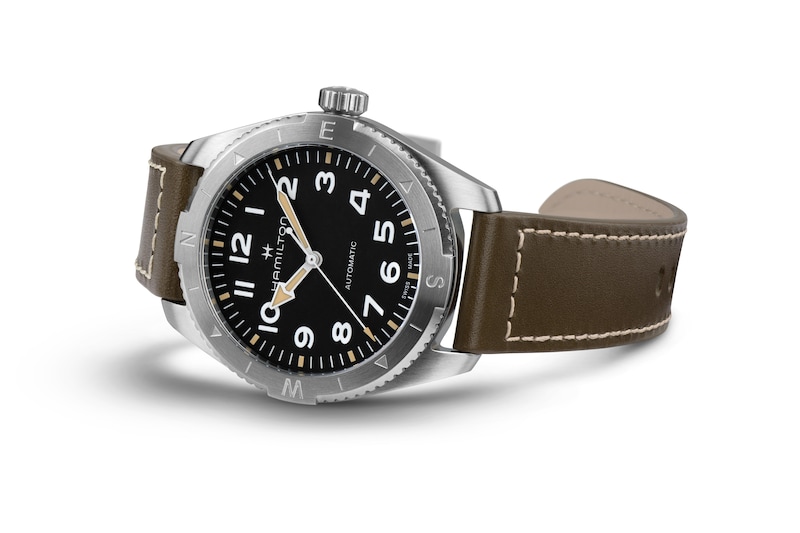 Hamilton Khaki Field Expedition 41mm Black Dial & Green Calfskin Leather Strap Watch