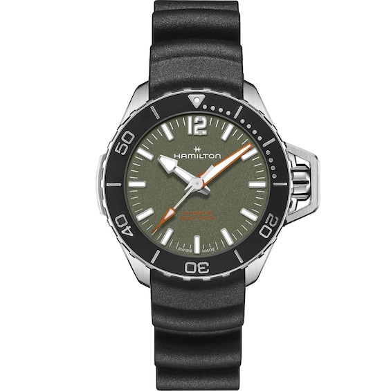 Men's Hamilton Khaki Navy Frogman Auto Black Strap Watch