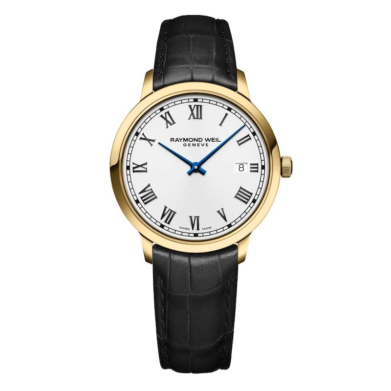 Raymond Weil Toccata Gold-Tone & Black Leather Strap Watch