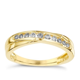 9ct Yellow Gold 0.25ct Diamond Crossover Ring
