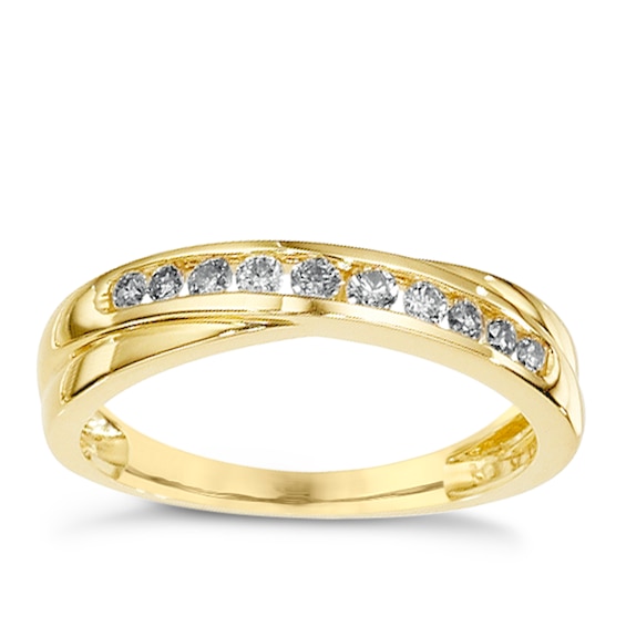 Engagement Ring 9ct Yellow Gold Crossover 0.25ct Diamond Rin