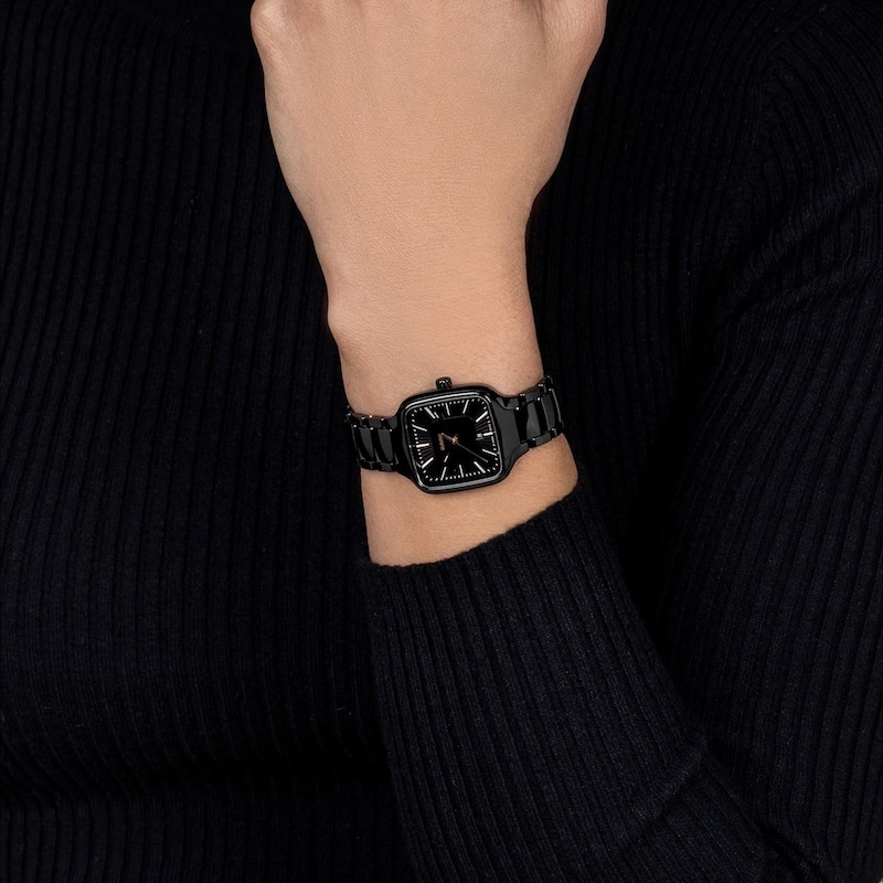 Rado True Square Ladies' Black Steel Bracelet Watch