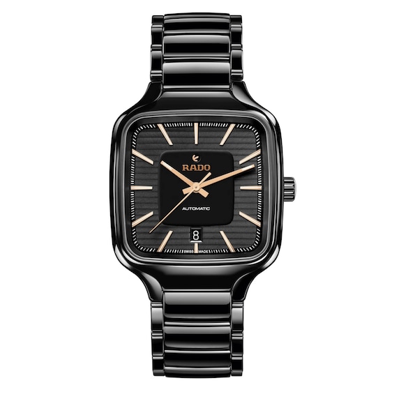Men's Rado True Square Automatic Black Ceramic Bracelet Watch