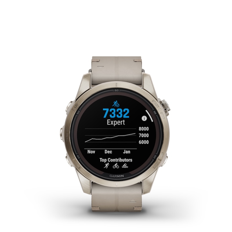 Main Image 1 of Garmin Fenix 7S Pro Sapphire Solar Edition Cream Leather Strap Smartwatch