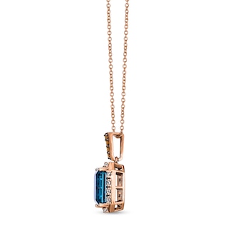 Le Vian 14ct Rose Gold Blue Topaz Diamond Pendant Ernest