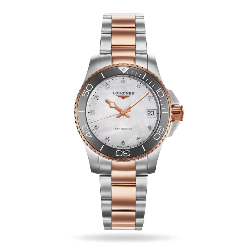 Longines Hydroconquest Diamond MOP Dial Steel & Rose Gold-Tone Bracelet Watch