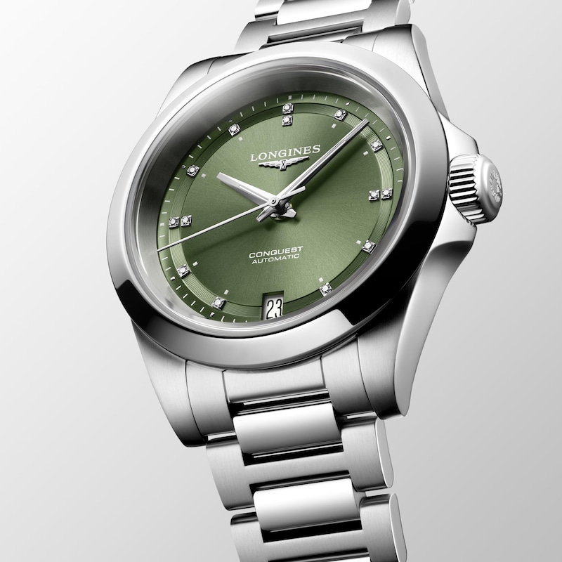 Longines Conquest Ladies' Diamond Green Dial Bracelet Watch