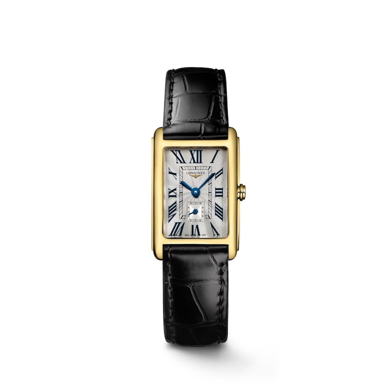 Longines DolceVita Ladies' 18ct Yellow Gold Black Leather Strap Watch