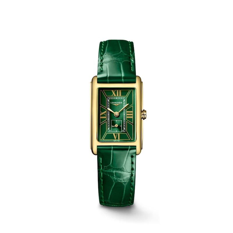 Longines DolceVita Ladies' 18ct Yellow Gold Green Leather Strap Watch