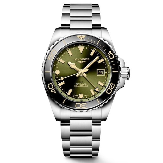 Men's Longines Hydroconquest Gmt Green Dial Bracelet Watch