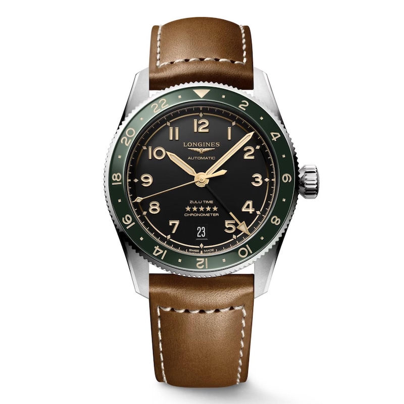 Longines Spirit Men's Brown Leather Strap Watch