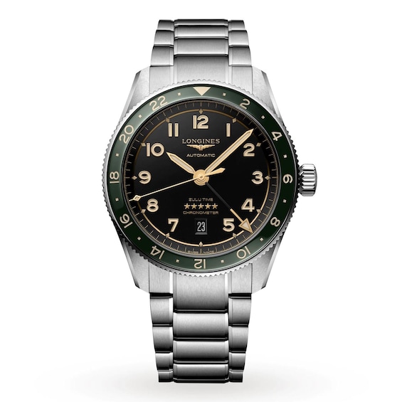 Men's Longines Spirit Zulu Grey Dial & Stainless Steel Bracelet Watch