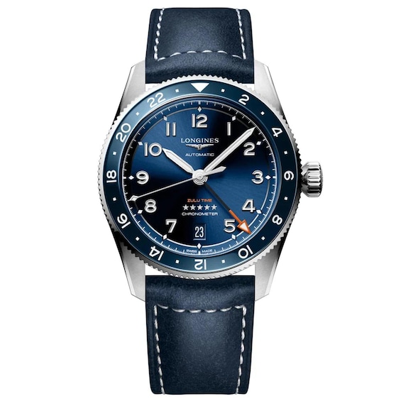 Men's Longines Spirit Blue Dial & Leather Strap Watch