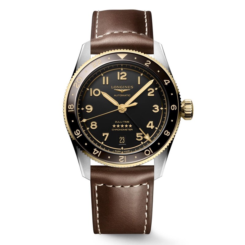 Main Image 1 of Longines Spirit Men's Grey Dial & Brown Leather Strap Watch
