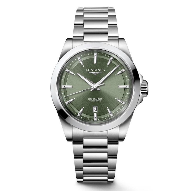 Longines Conquest Men's Green Dial Bracelet Watch | Ernest Jones