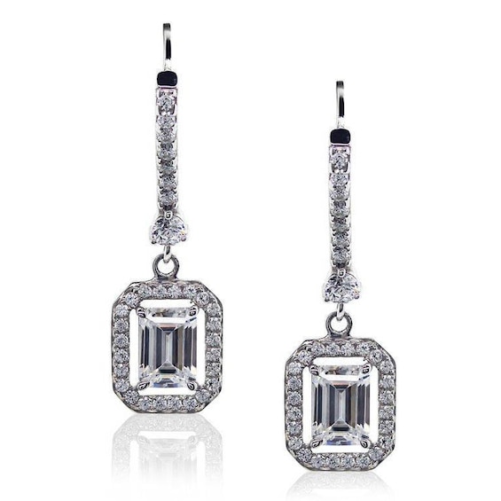 CARAT* LONDON Moxie Silver Cubic Zirconia Emerald Cut Drop E