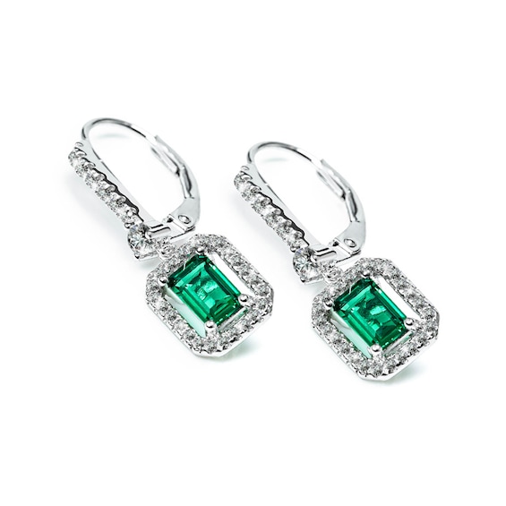 CARAT* LONDON Moxie Silver Cubic Zirconia Emerald Cut Drop Earrings