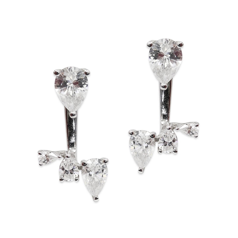 CARAT* LONDON Navis Silver Cubic Zirconia Pear Cut Jacket Earrings