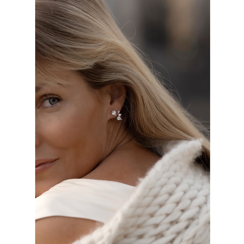 Main Image 3 of CARAT* LONDON Navis Silver Cubic Zirconia Pear Cut Jacket Earrings
