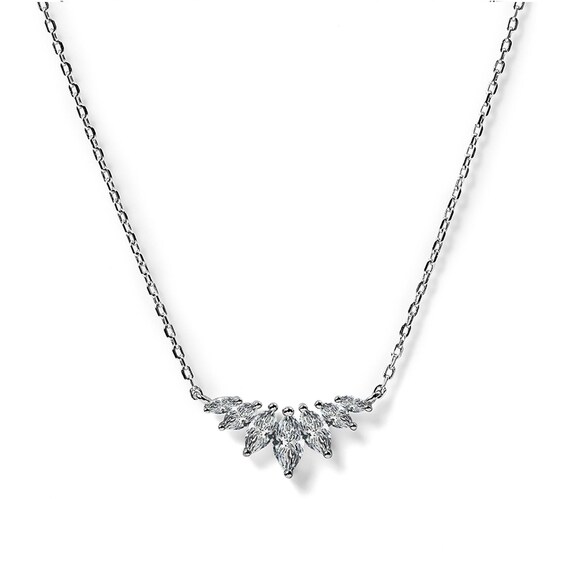 CARAT* LONDON Tulisa Silver Cubic Zirconia Marquise Cut Neck
